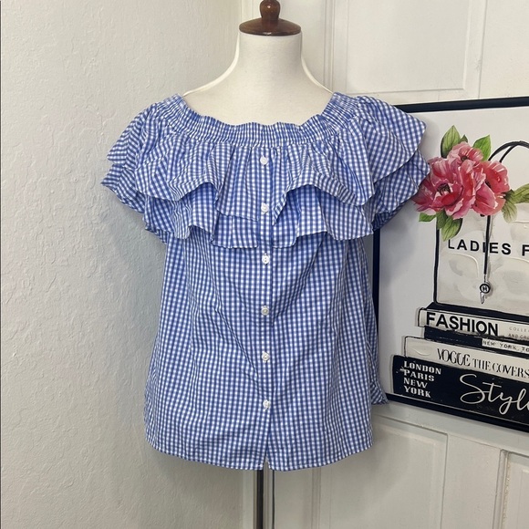 Petersyn Tops - NWT Petersyn Blue & White Gingham Top Size S